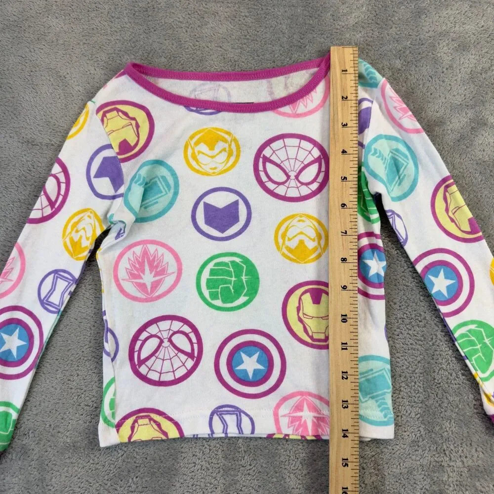 Marvel Pajama Shirt Kids 4T White Toddler Spiderman Iron Man Captain America Top